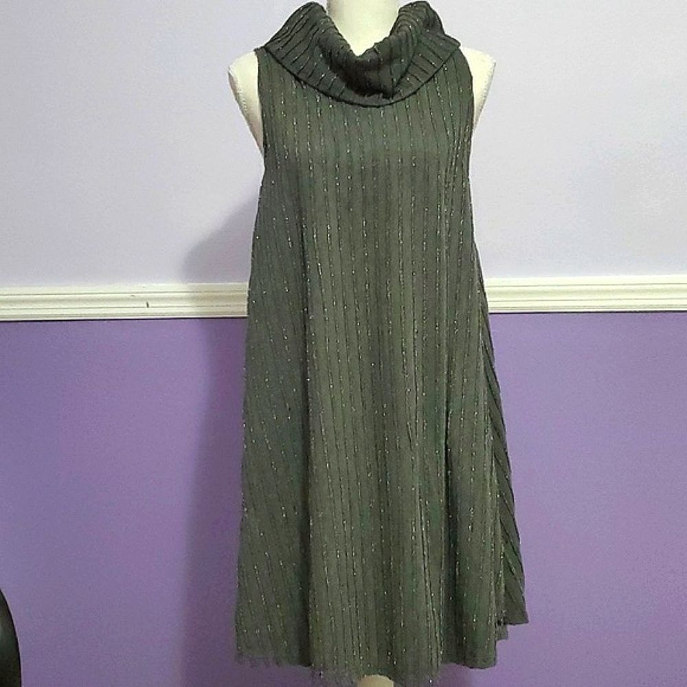 Spense Charcoal Shimmery Metallic Textured Cowl Neck Mini Dress Evening Party 10